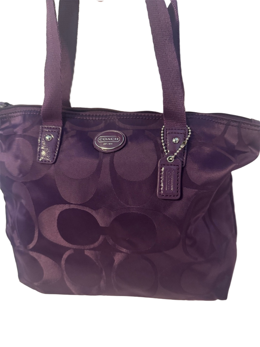 #307 Coach Signature Nylon Top Zip Mini Tote Bag